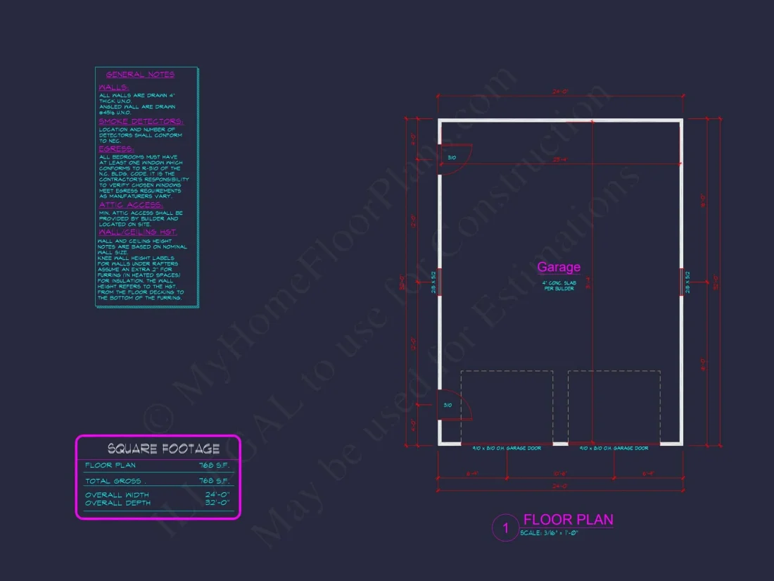 Small Garage Plan With Attic – House Floor CAD Designs