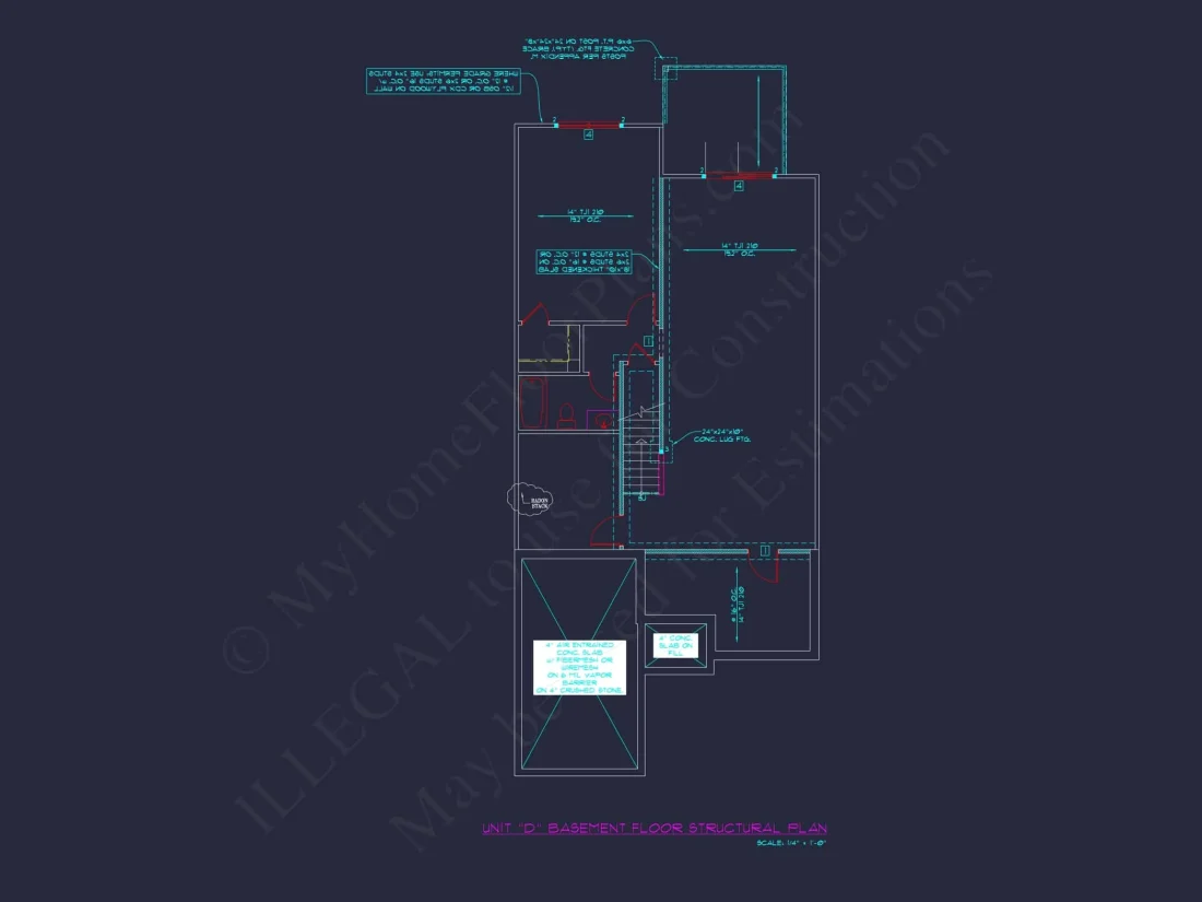 Contemporary 4-Bedroom Townhome Plan with CAD Blueprints