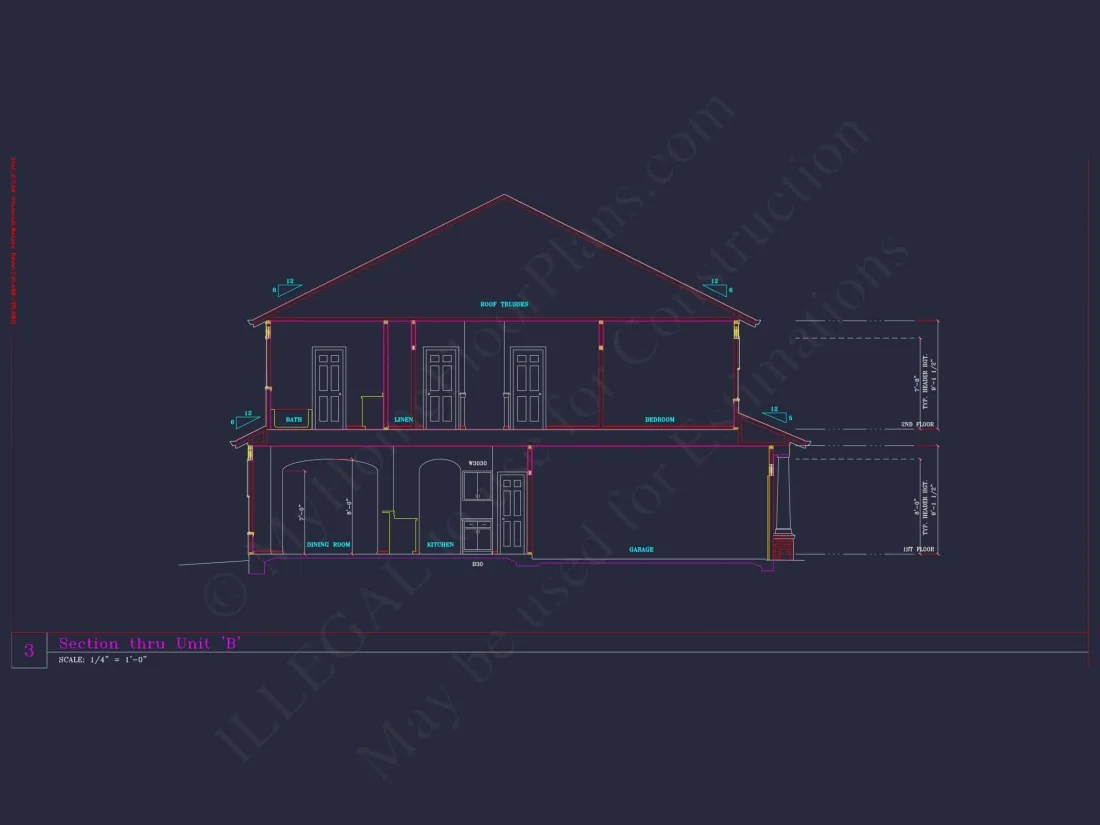 Contemporary 4-Bedroom Townhome Plan with CAD Blueprints