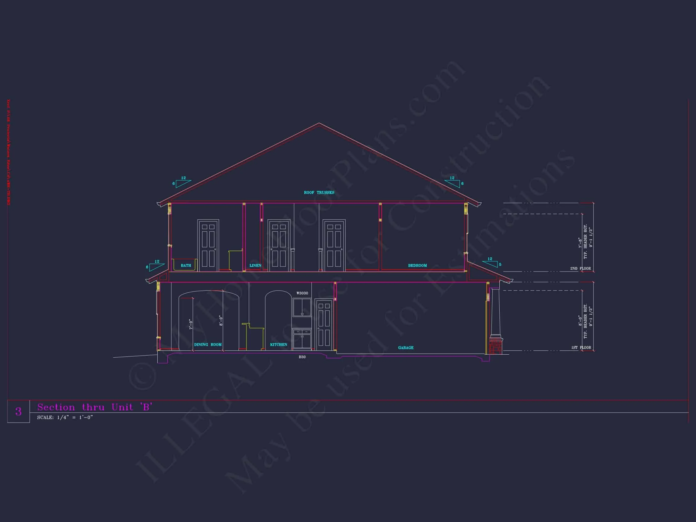Contemporary 4-Bedroom Townhome Plan with CAD Blueprints