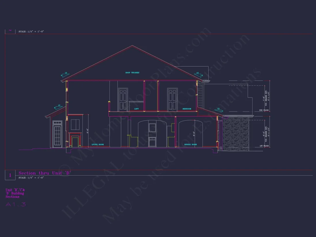 Contemporary 4-Bedroom Townhome Plan with CAD Blueprints