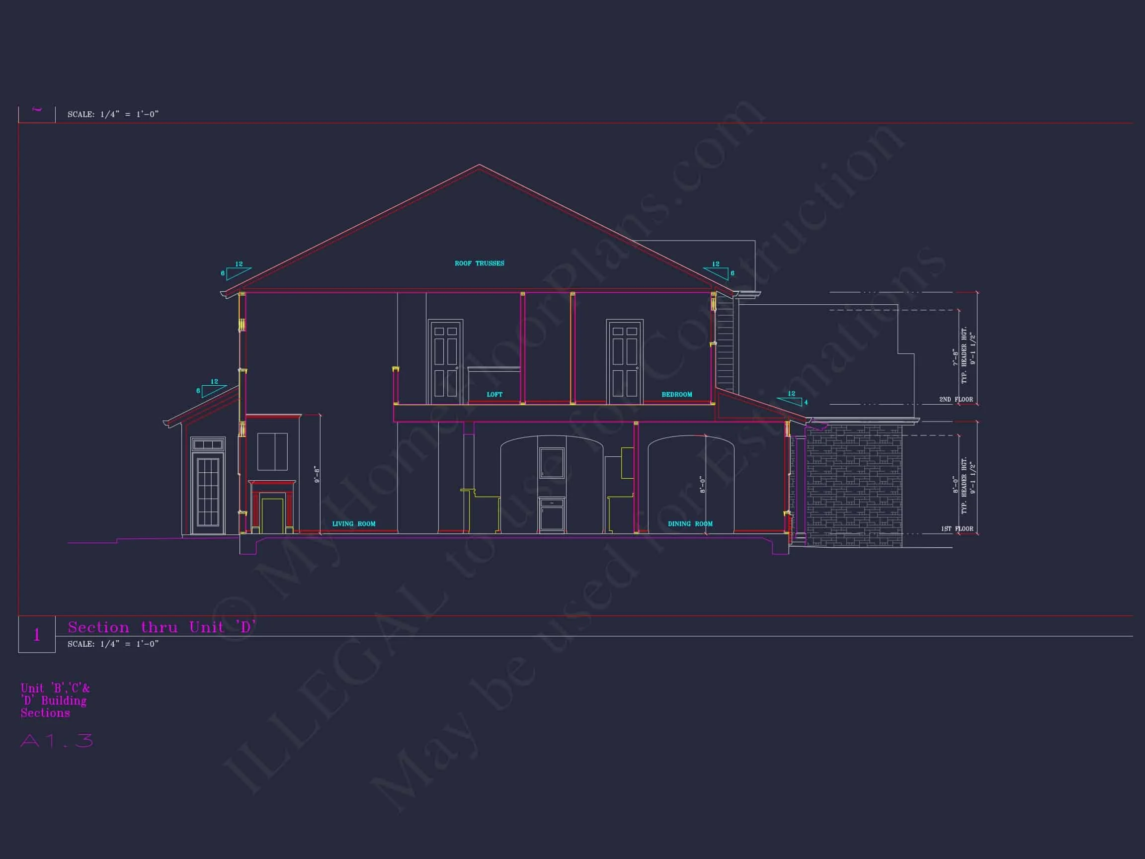Contemporary 4-Bedroom Townhome Plan with CAD Blueprints
