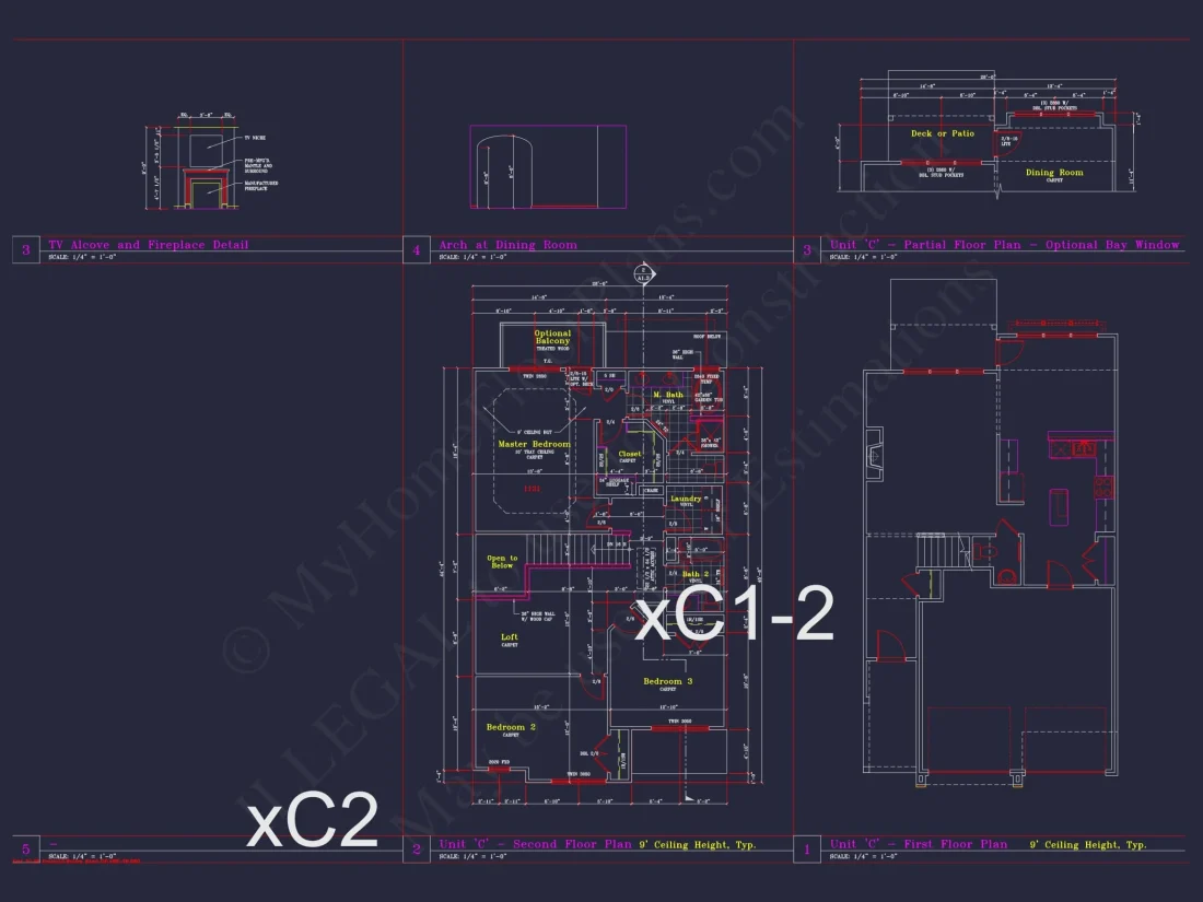 Contemporary 4-Bedroom Townhome Plan with CAD Blueprints