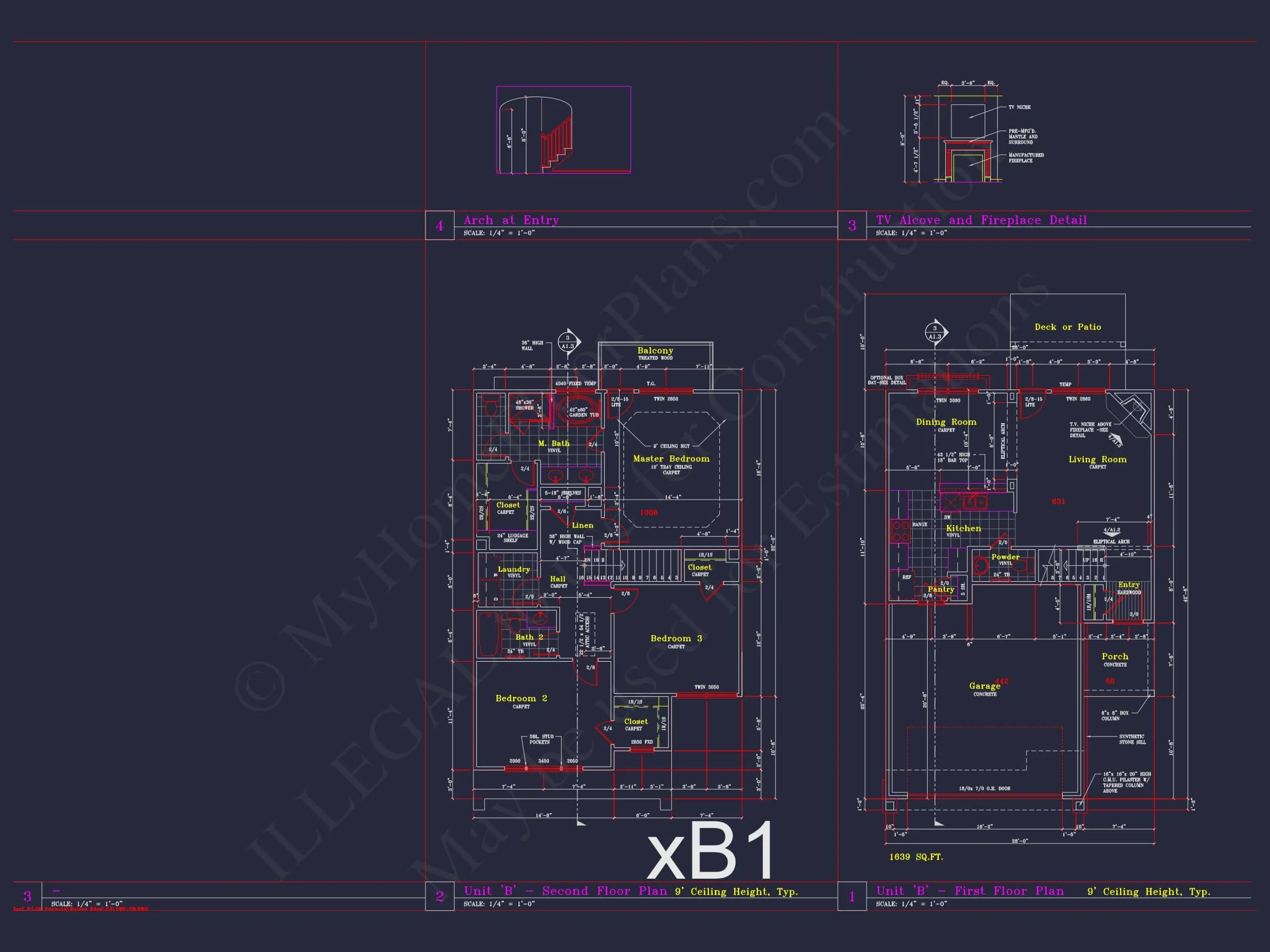 Contemporary 4-Bedroom Townhome Plan with CAD Blueprints
