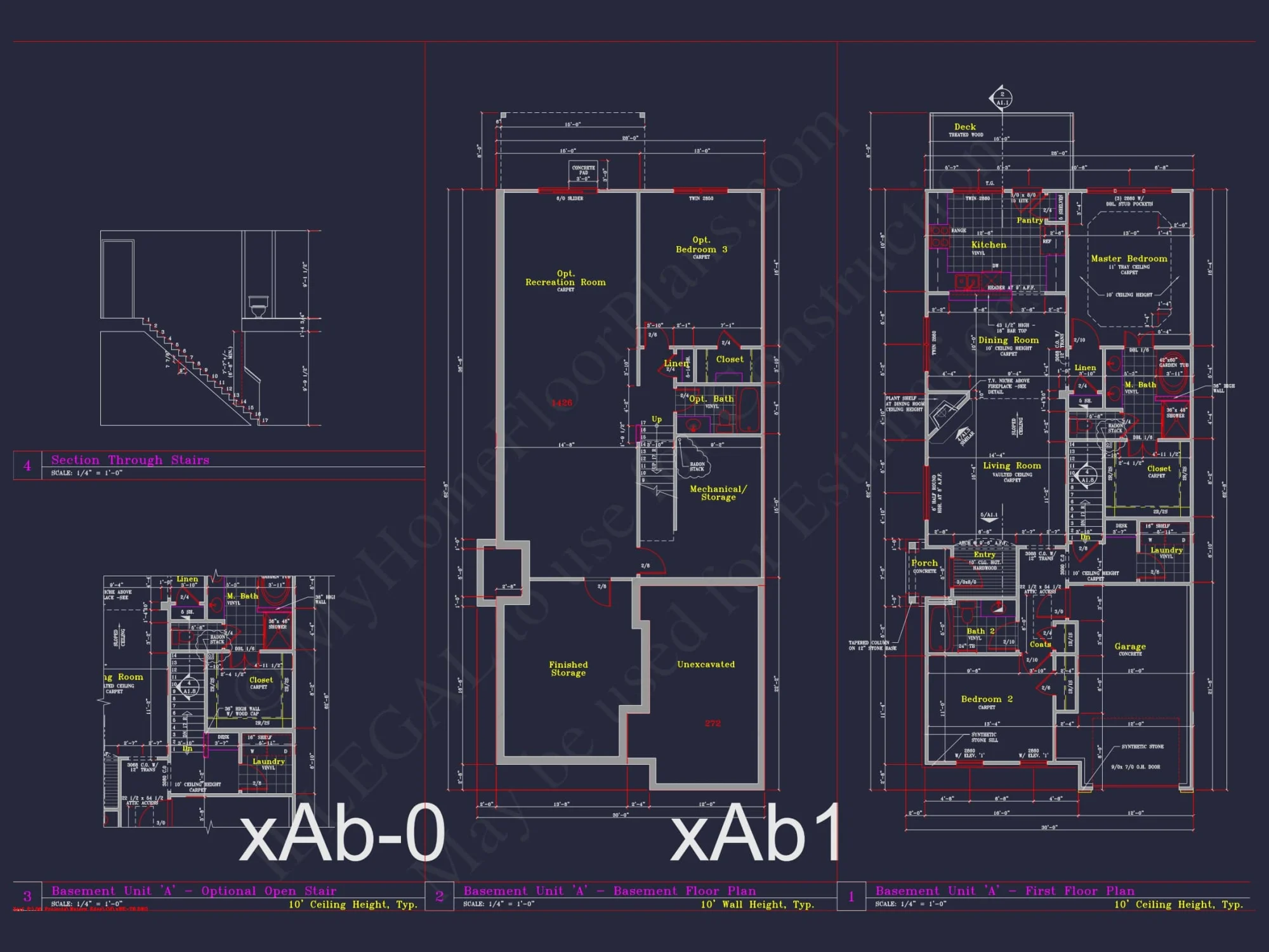 Contemporary 4-Bedroom Townhome Plan with CAD Blueprints