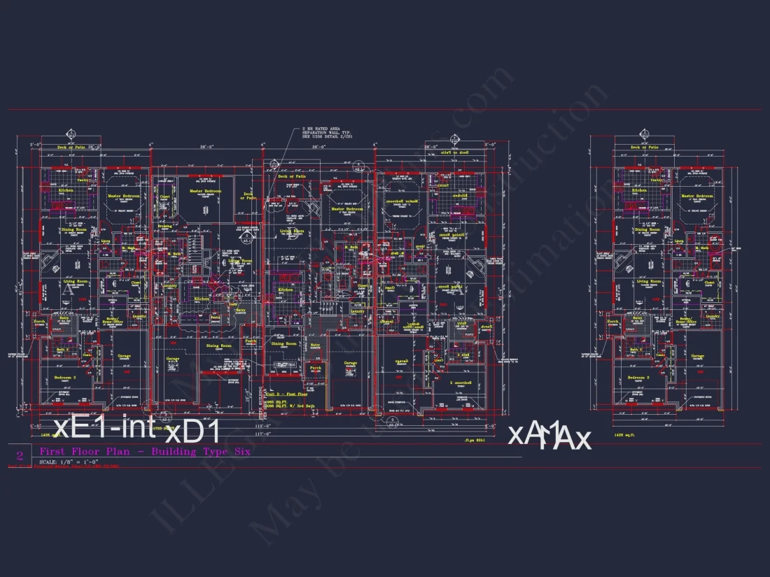 Contemporary 4-Bedroom Townhome Plan with CAD Blueprints