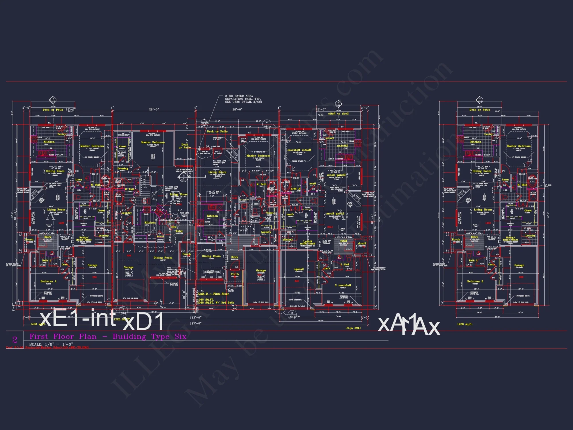 Contemporary 4-Bedroom Townhome Plan with CAD Blueprints