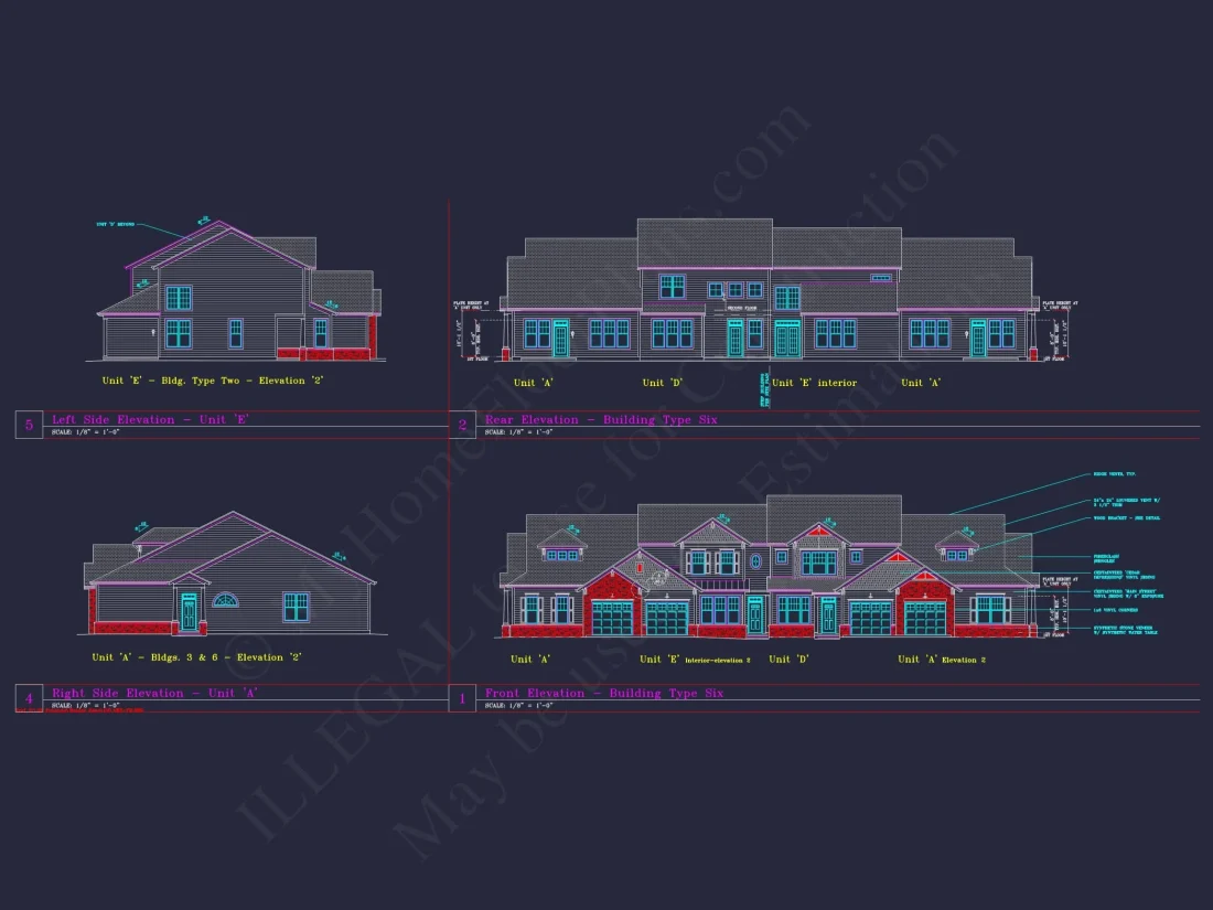 Contemporary 4-Bedroom Townhome Plan with CAD Blueprints