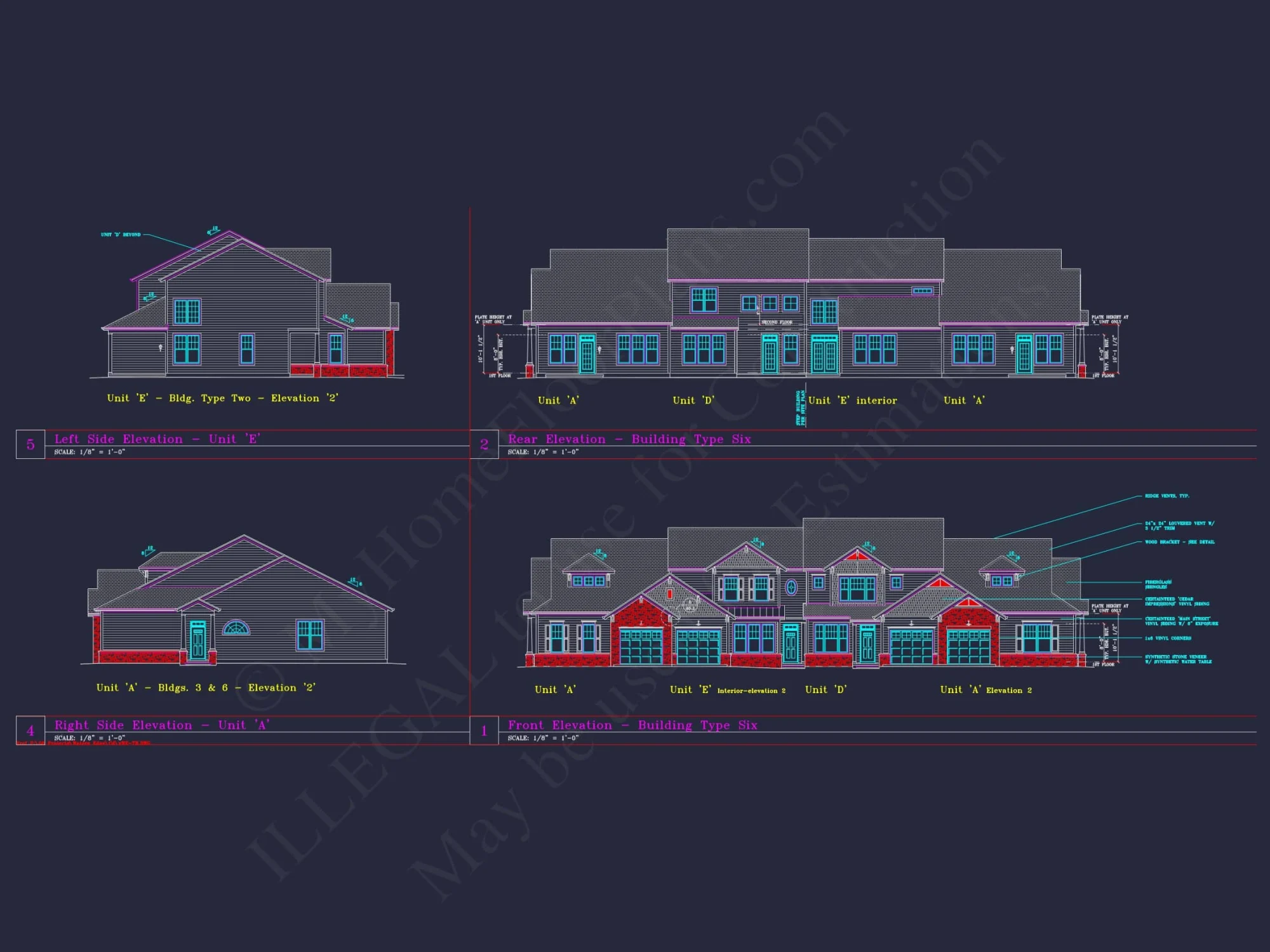 Contemporary 4-Bedroom Townhome Plan with CAD Blueprints