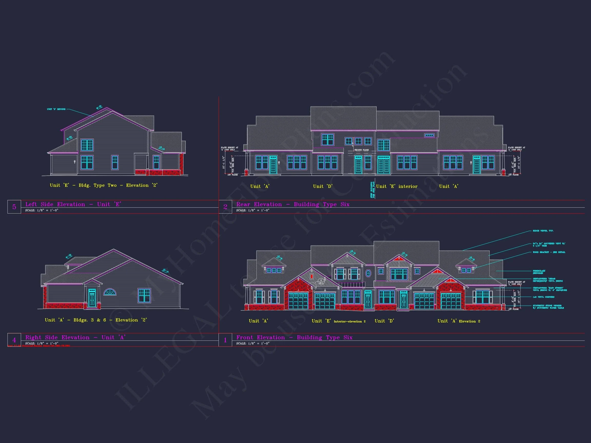 Contemporary 4-Bedroom Townhome Plan with CAD Blueprints