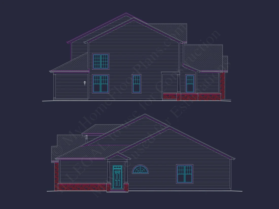 Contemporary 4-Bedroom Townhome Plan with CAD Blueprints