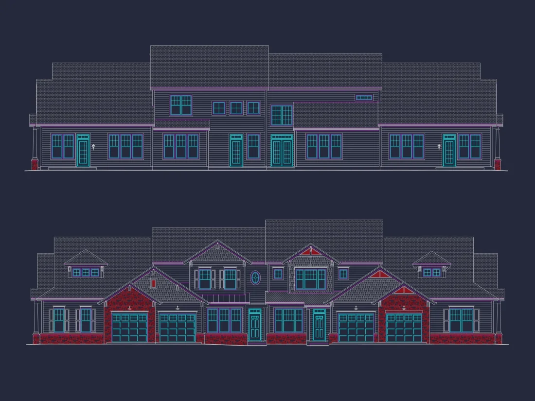 Contemporary 4-Bedroom Townhome Plan with CAD Blueprints