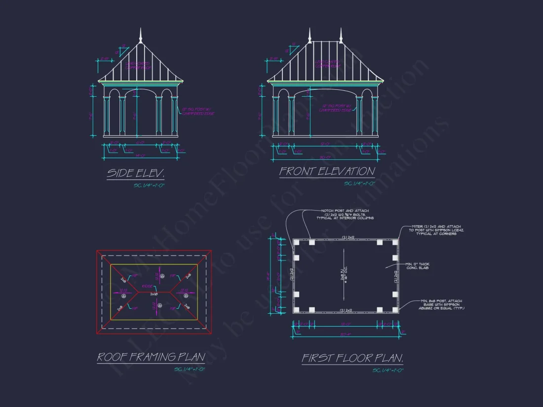 Pavilion Floor Plan with Detailed Blueprint & CAD Design