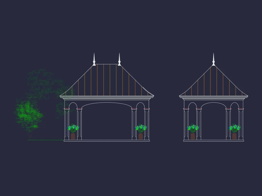 Pavilion Floor Plan with Detailed Blueprint & CAD Design