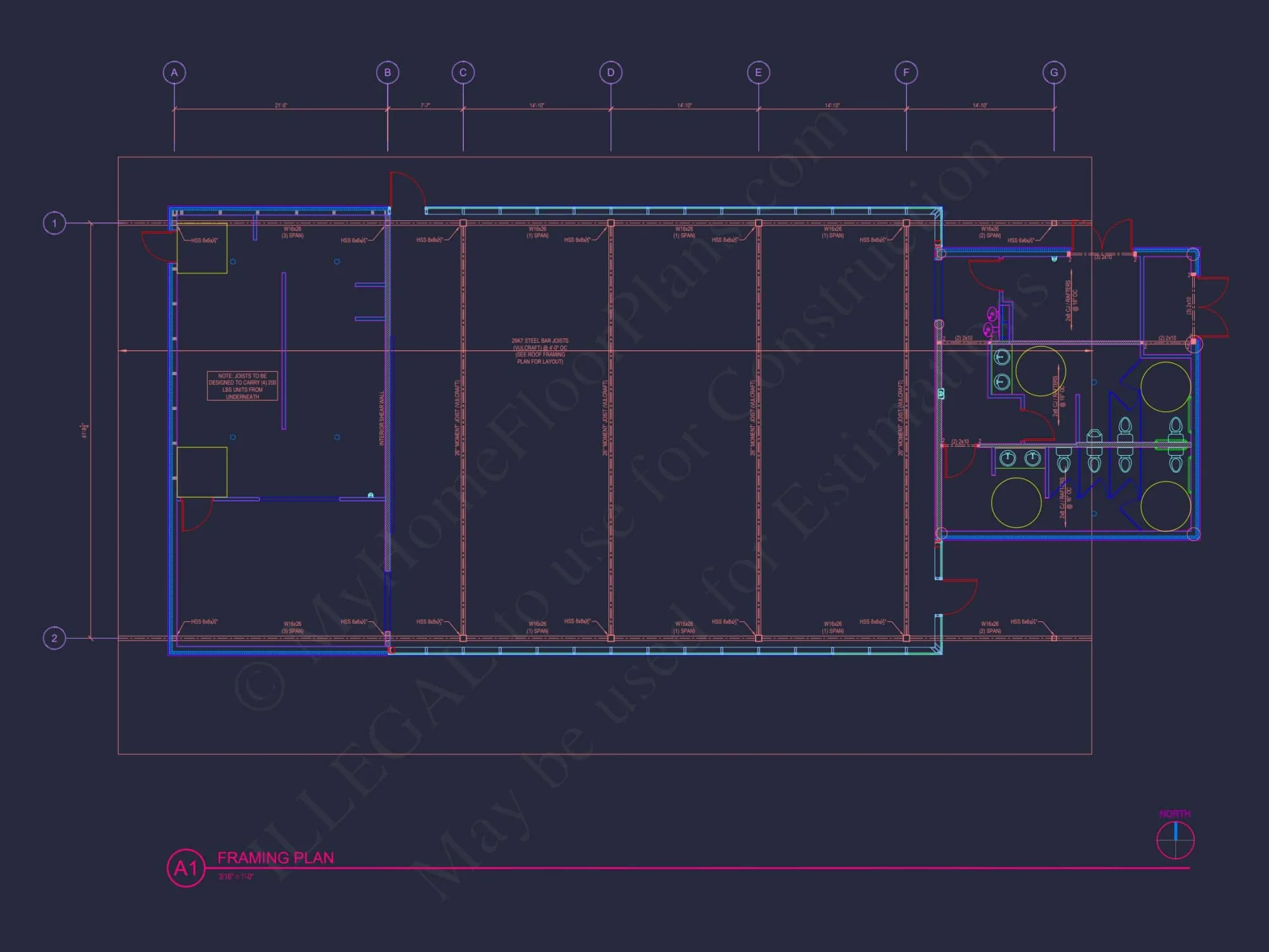 Modern Assembly Hall Floor Plan & CAD Architecture Design