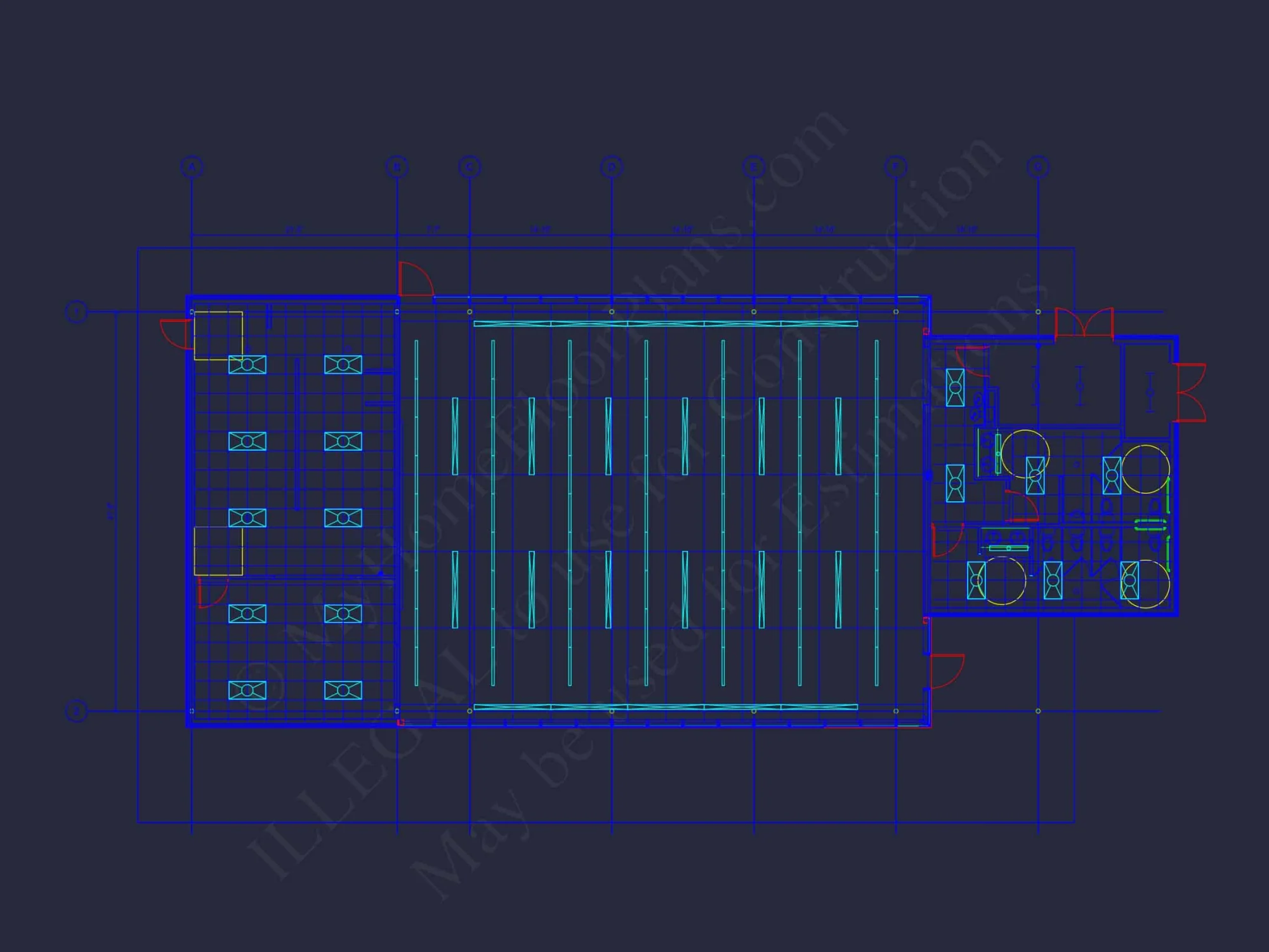 Modern Assembly Hall Floor Plan & CAD Architecture Design