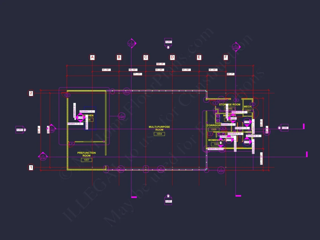 Modern Assembly Hall Floor Plan & CAD Architecture Design