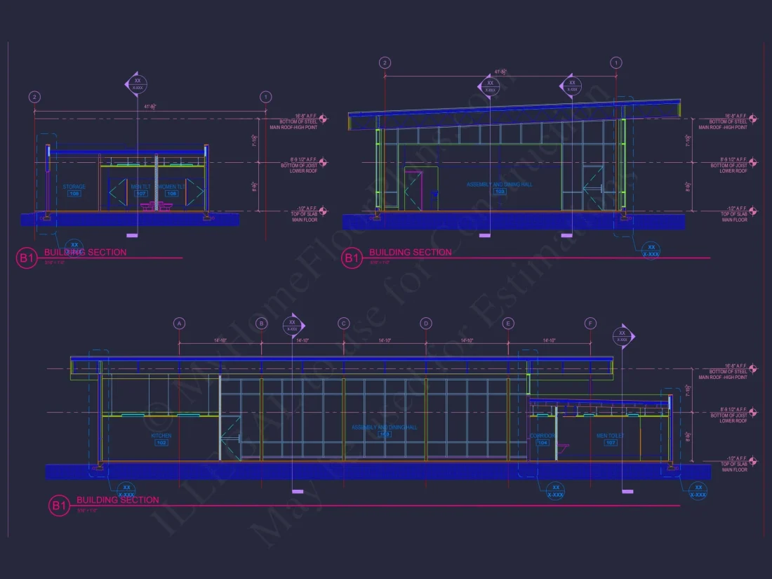 Modern Assembly Hall Floor Plan & CAD Architecture Design