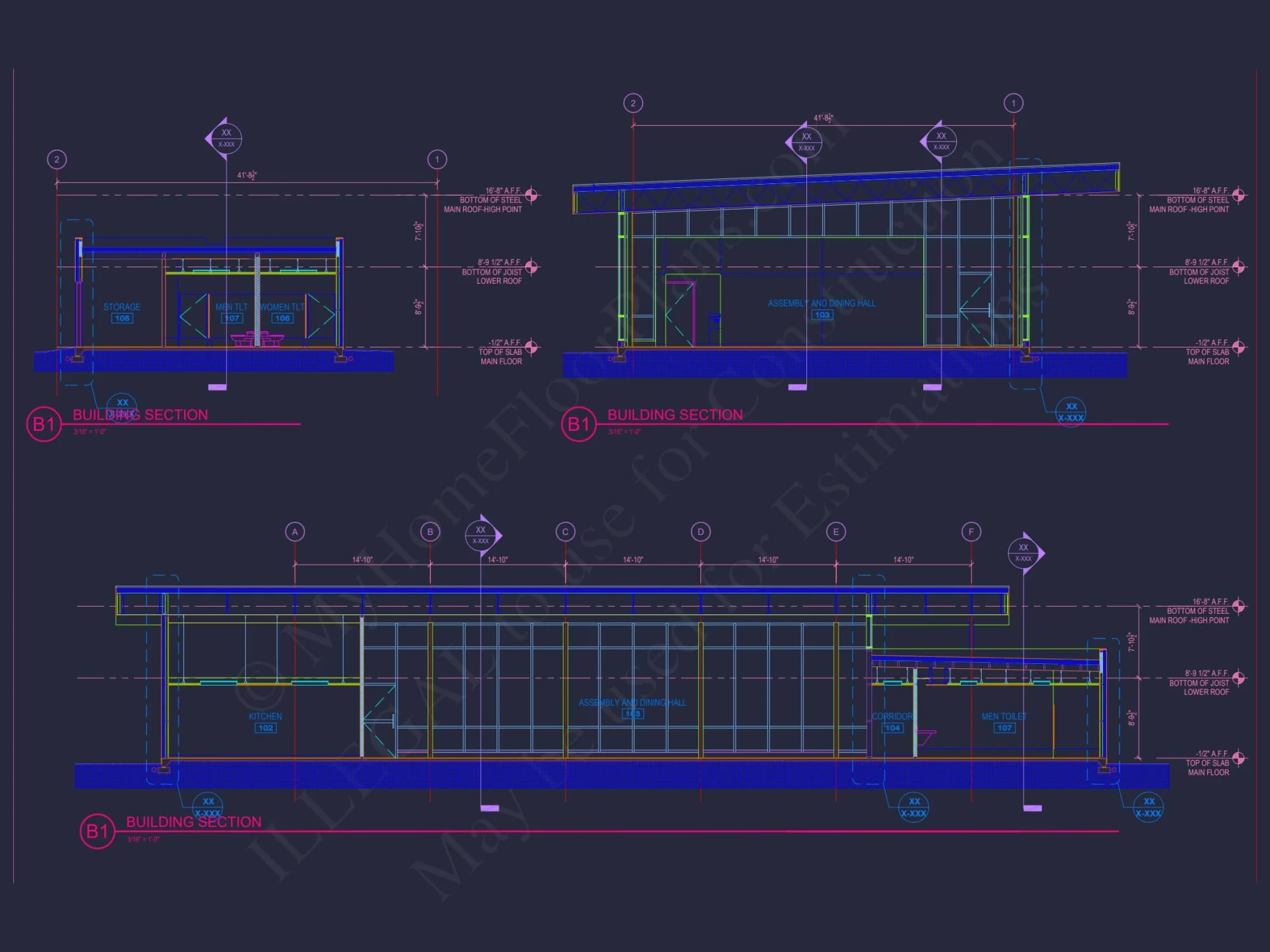 Modern Assembly Hall Floor Plan & CAD Architecture Design