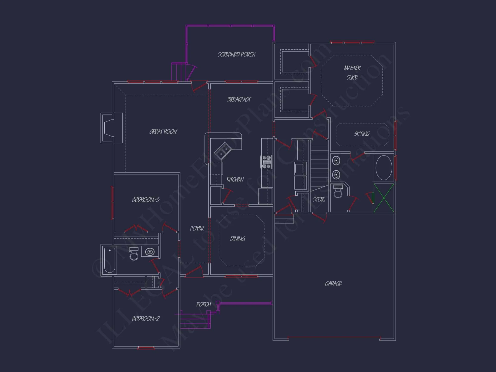 2-Story 3-Bed Traditional Craftsman House Plan with Screened Porch