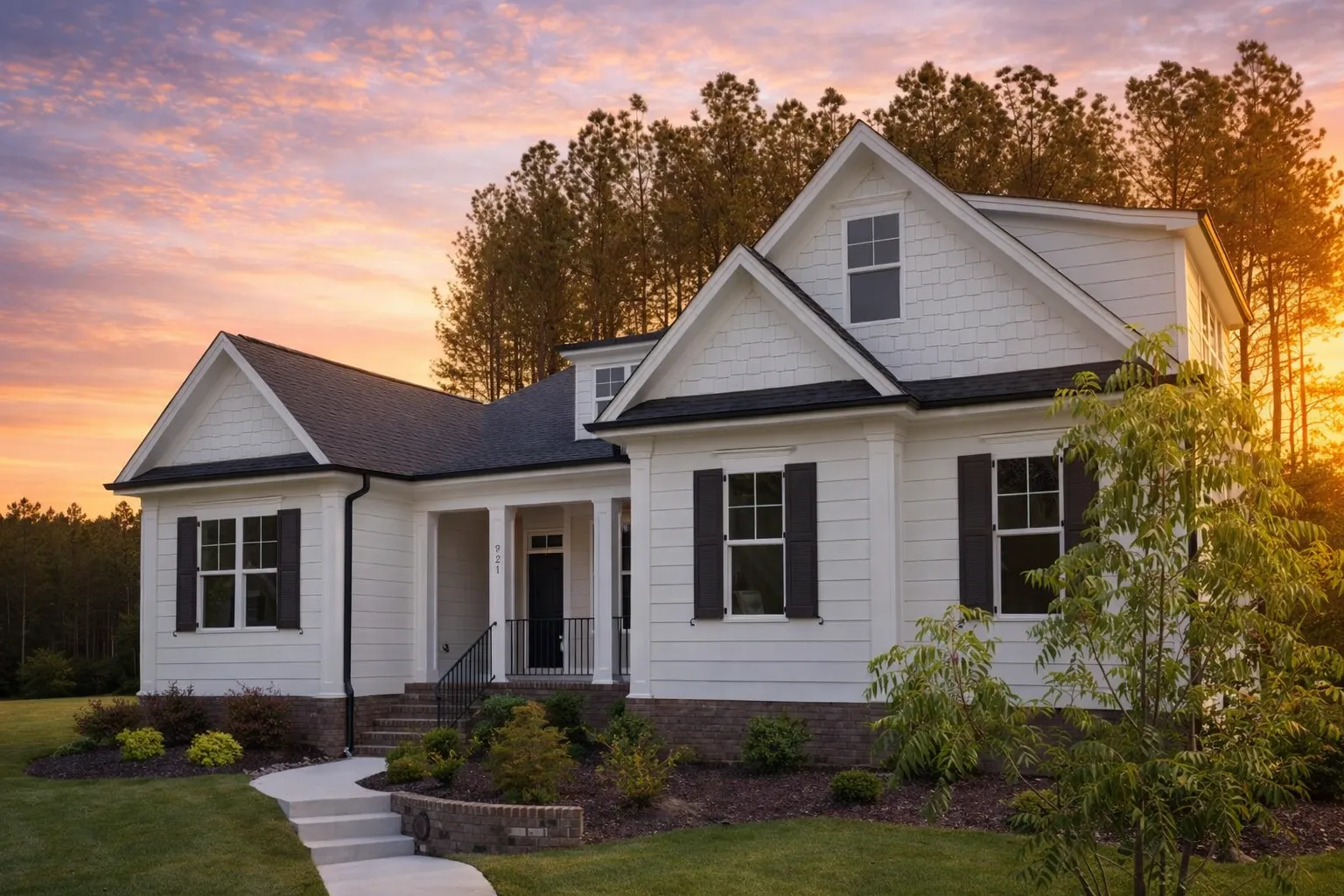 Front view of a Traditional Craftsman style house featuring stone wainscoting, horizontal siding, and a welcoming covered front porch