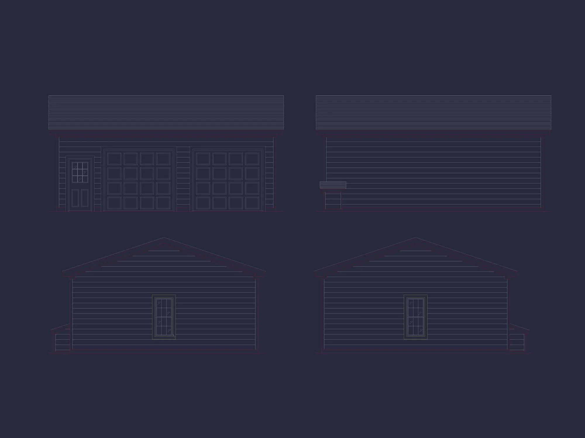 Functional 2-Bay Garage Plan with Workshop Area and CAD Designs