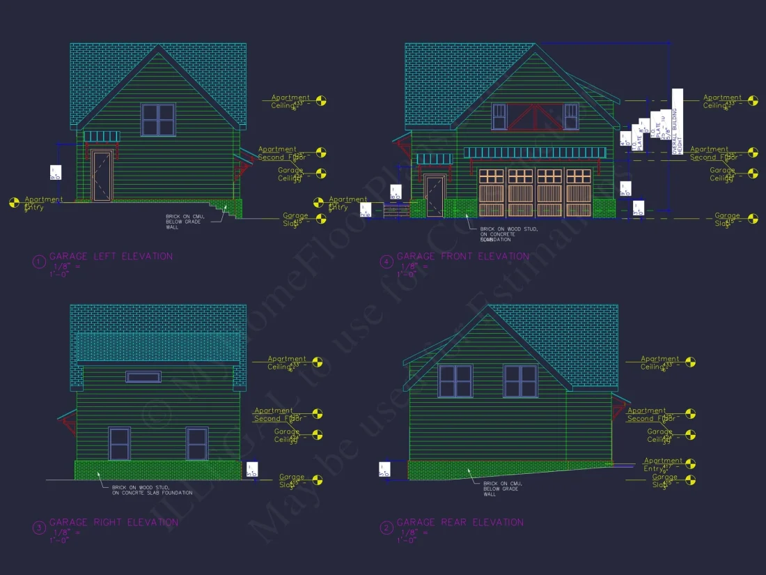 Modern 2-Story Garage with Living Space | Compact House Plan with CAD Blueprints