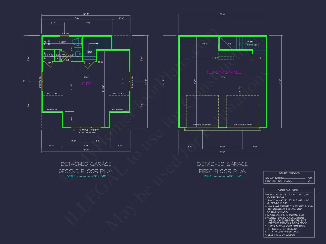 Custom Garage Plan with Study – Smart Layout & Double Bay Design