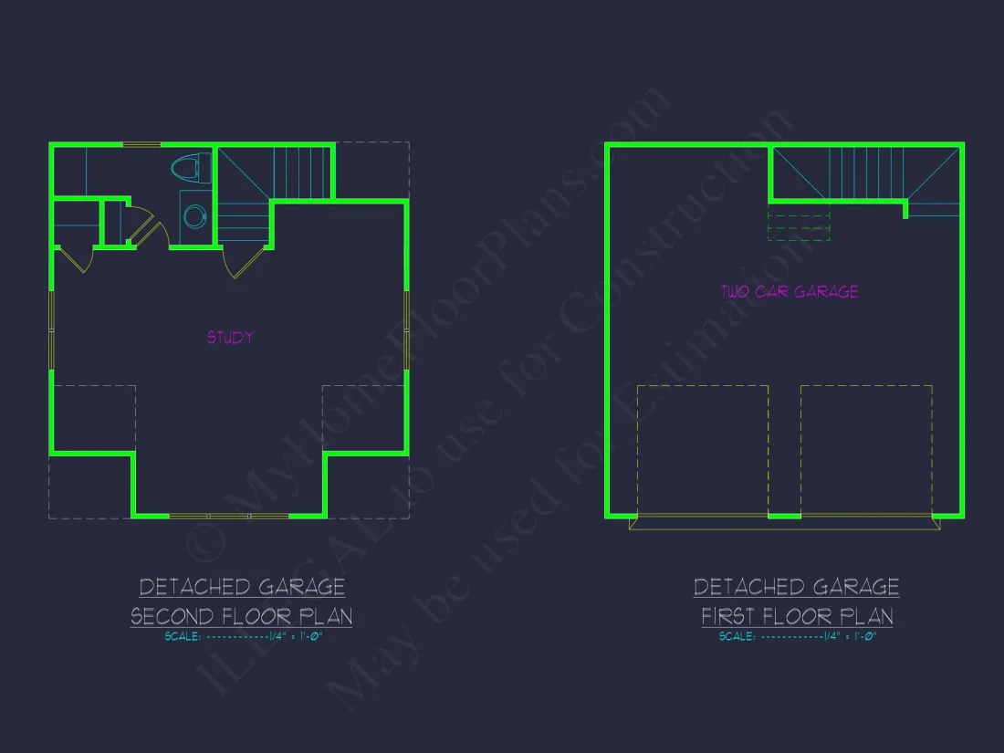 Custom Garage Plan with Study – Smart Layout & Double Bay Design