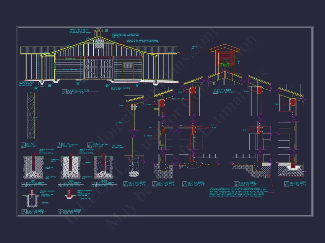 Functional Horse Stable Plan with Spacious Layout and Utility