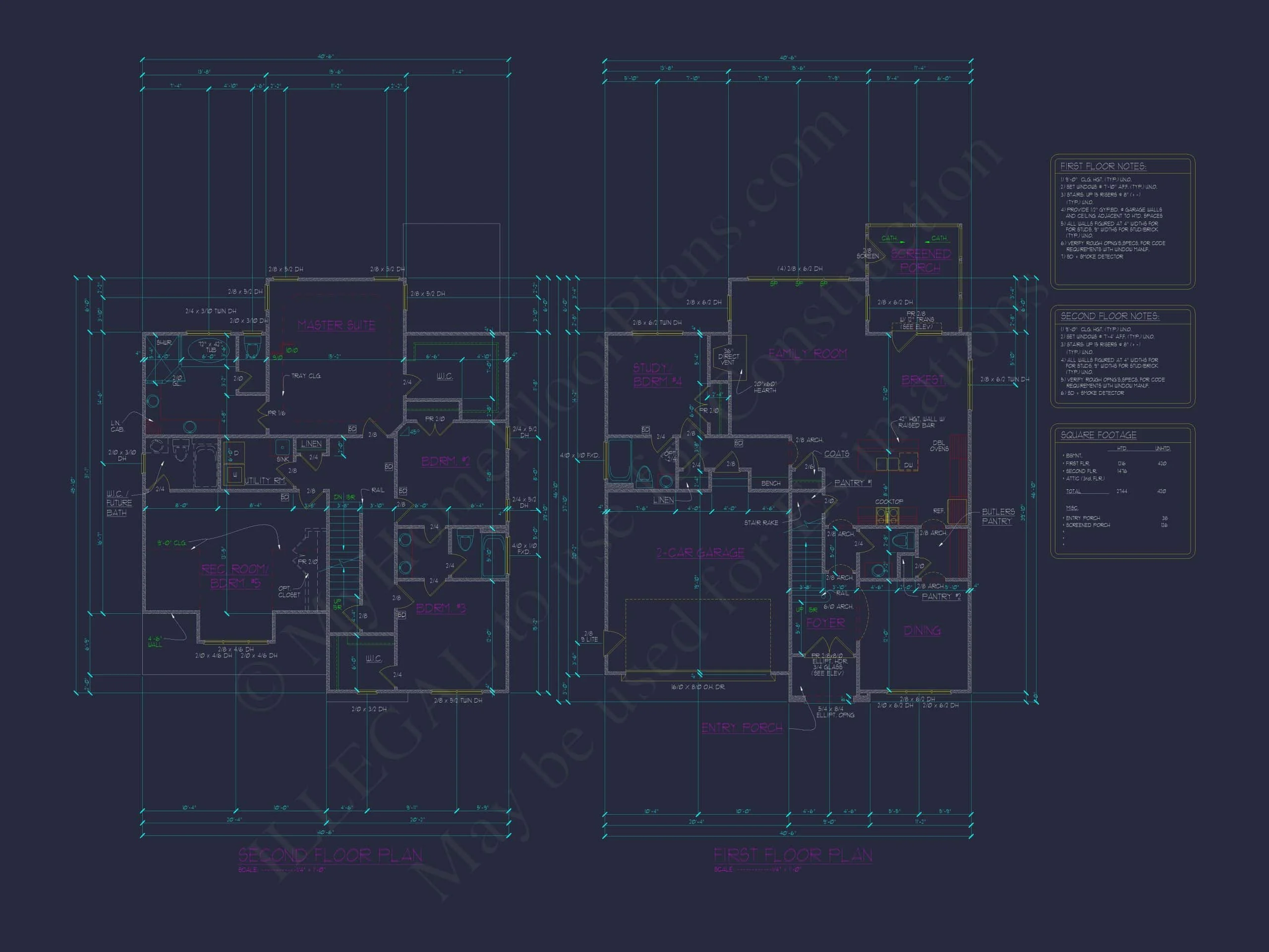 10-1432 HOUSE PLAN - Elegant Colonial Revival House Blueprint with CAD Floor Plan 7 Elegant Colonial Revival Home Plan with 2,744 Sq Ft and Open Layout