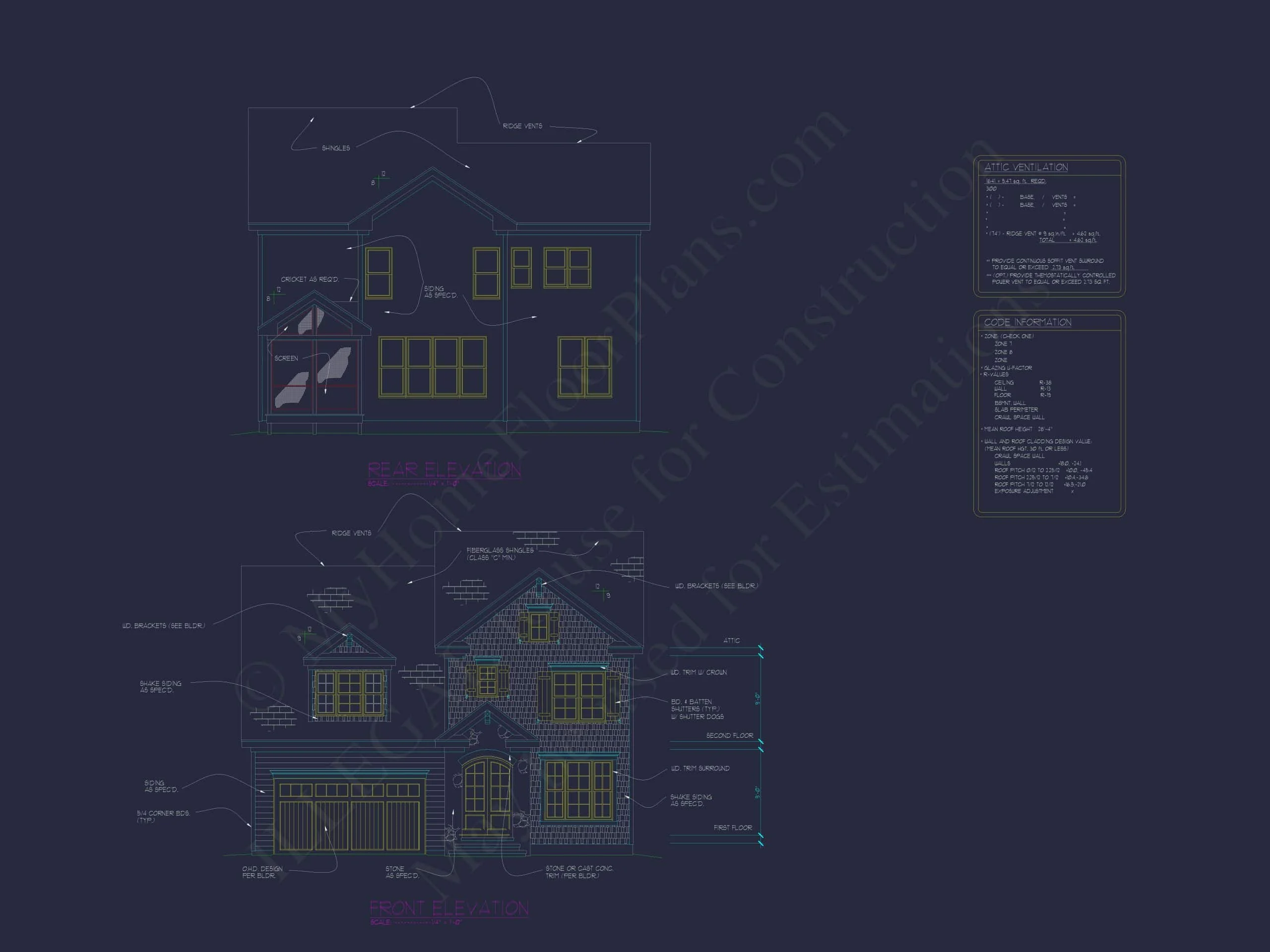 10-1432 HOUSE PLAN - Elegant Colonial Revival House Blueprint with CAD Floor Plan 2 Elegant Colonial Revival Home Plan with 2,744 Sq Ft and Open Layout