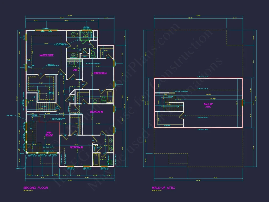 Craftsman Home Plan with 2 Floors, Open Layout, and CAD Designs