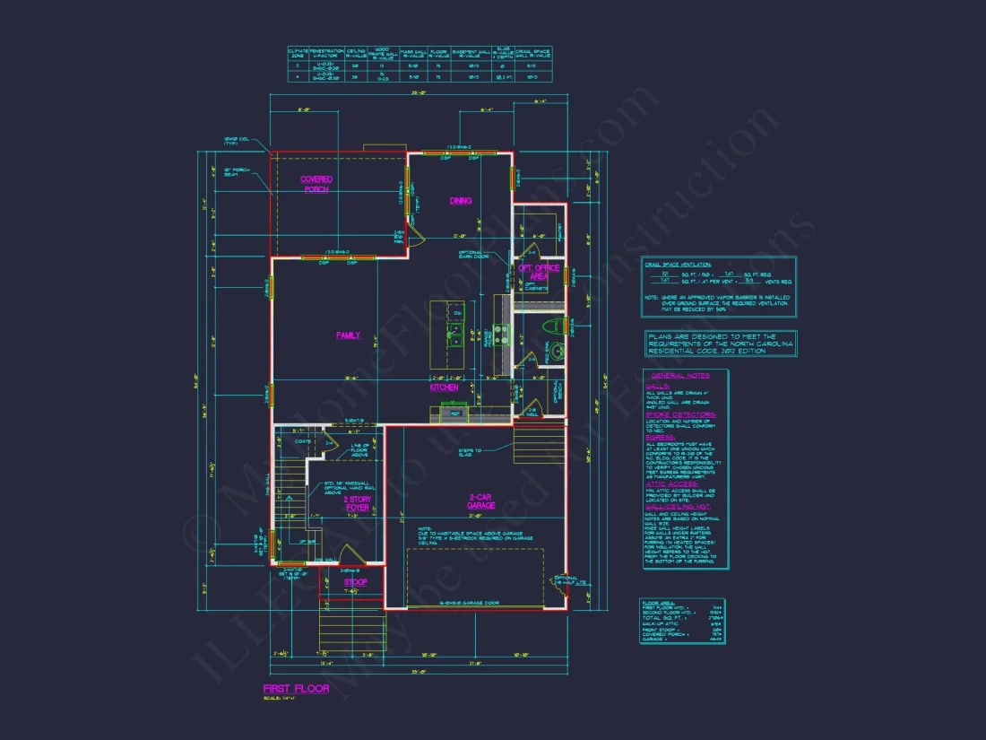 Craftsman Home Plan with 2 Floors, Open Layout, and CAD Designs