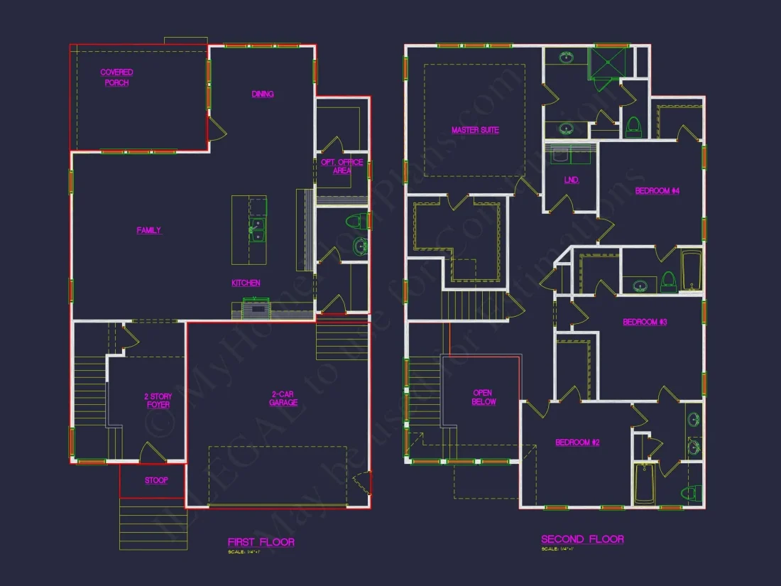 Craftsman Home Plan with 2 Floors, Open Layout, and CAD Designs
