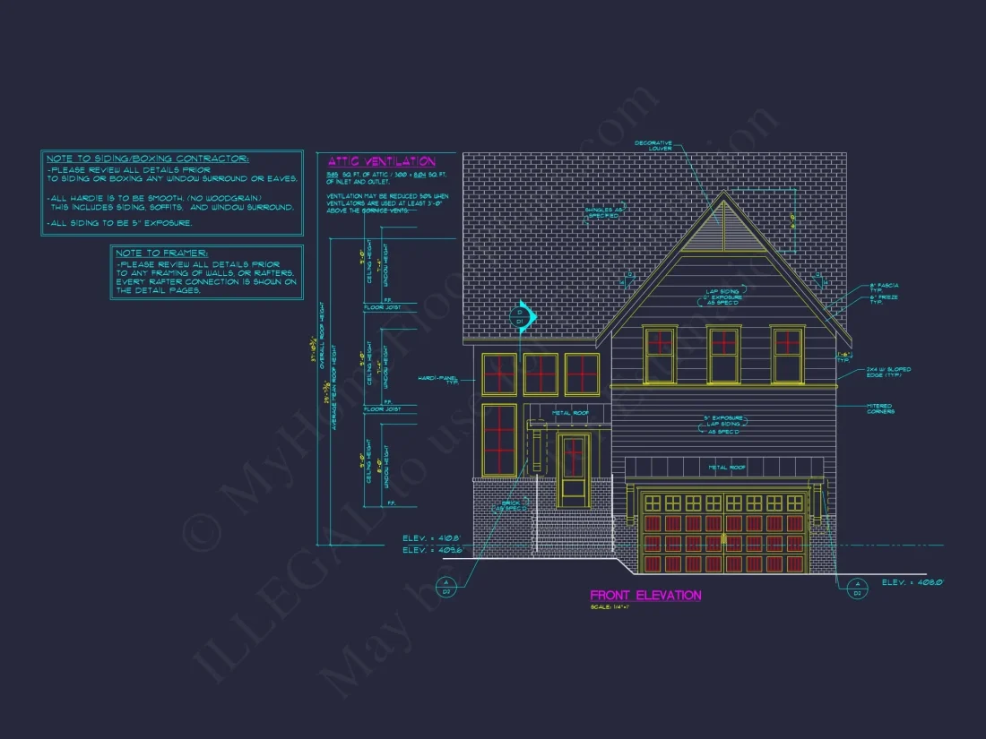 Craftsman Home Plan with 2 Floors, Open Layout, and CAD Designs