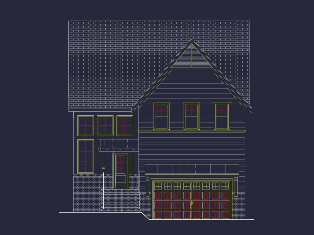 Craftsman Home Plan with 2 Floors, Open Layout, and CAD Designs