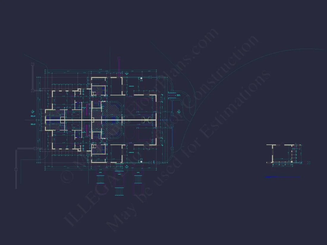 Modern Duplex Home Plan with Open Floor Plan & Detailed CAD Designs