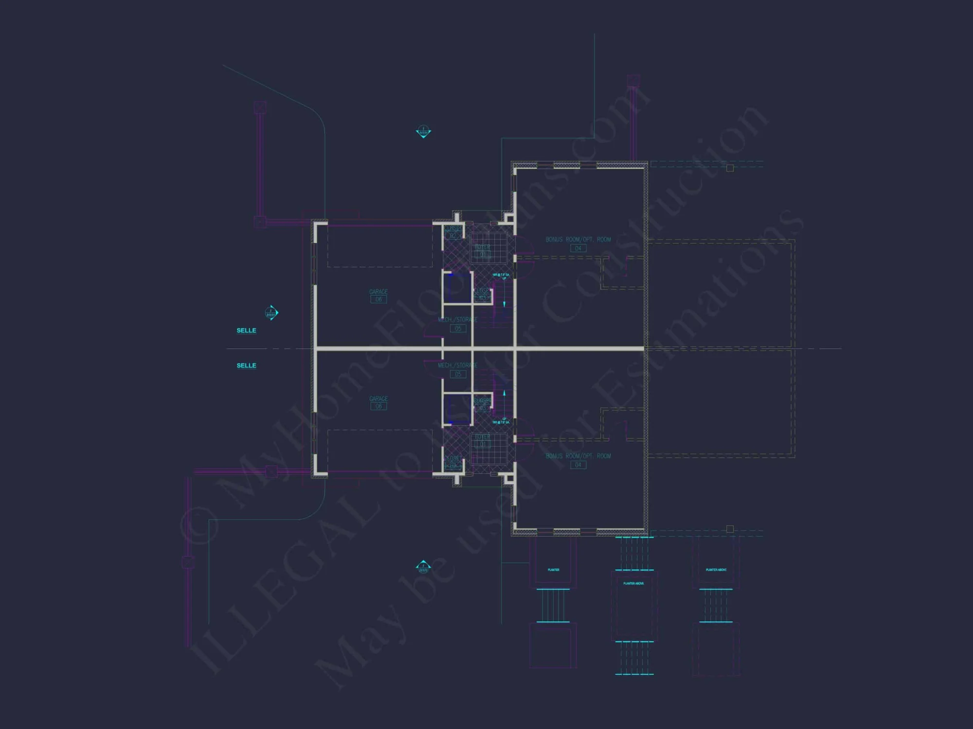 Modern Duplex Home Plan with Open Floor Plan & Detailed CAD Designs