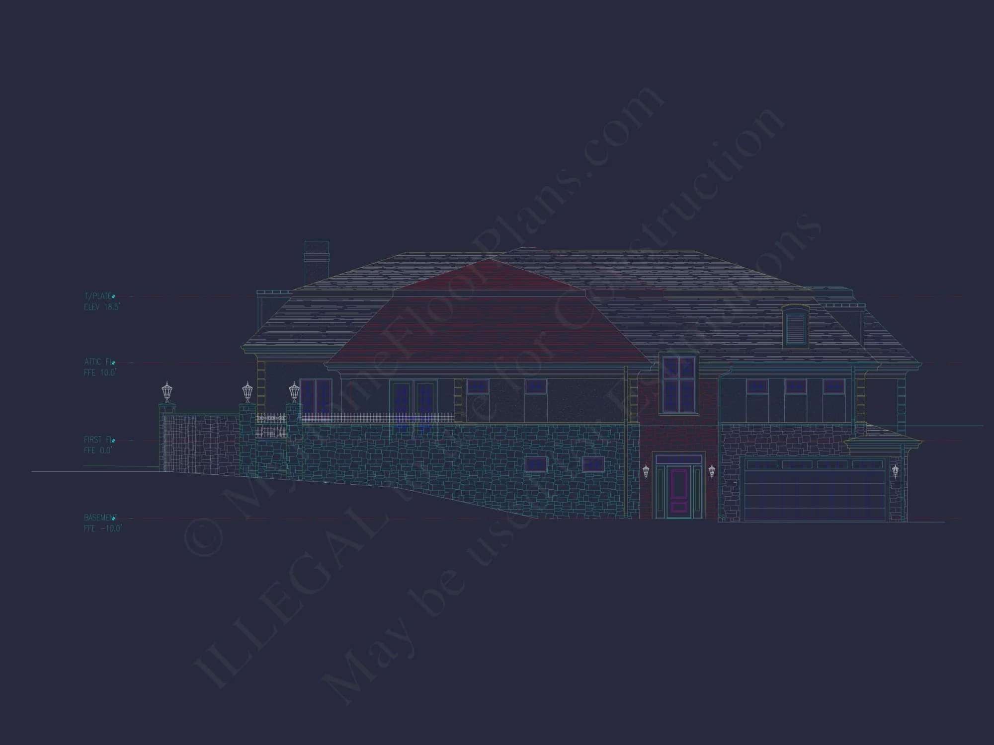 Modern Duplex Home Plan with Open Floor Plan & Detailed CAD Designs