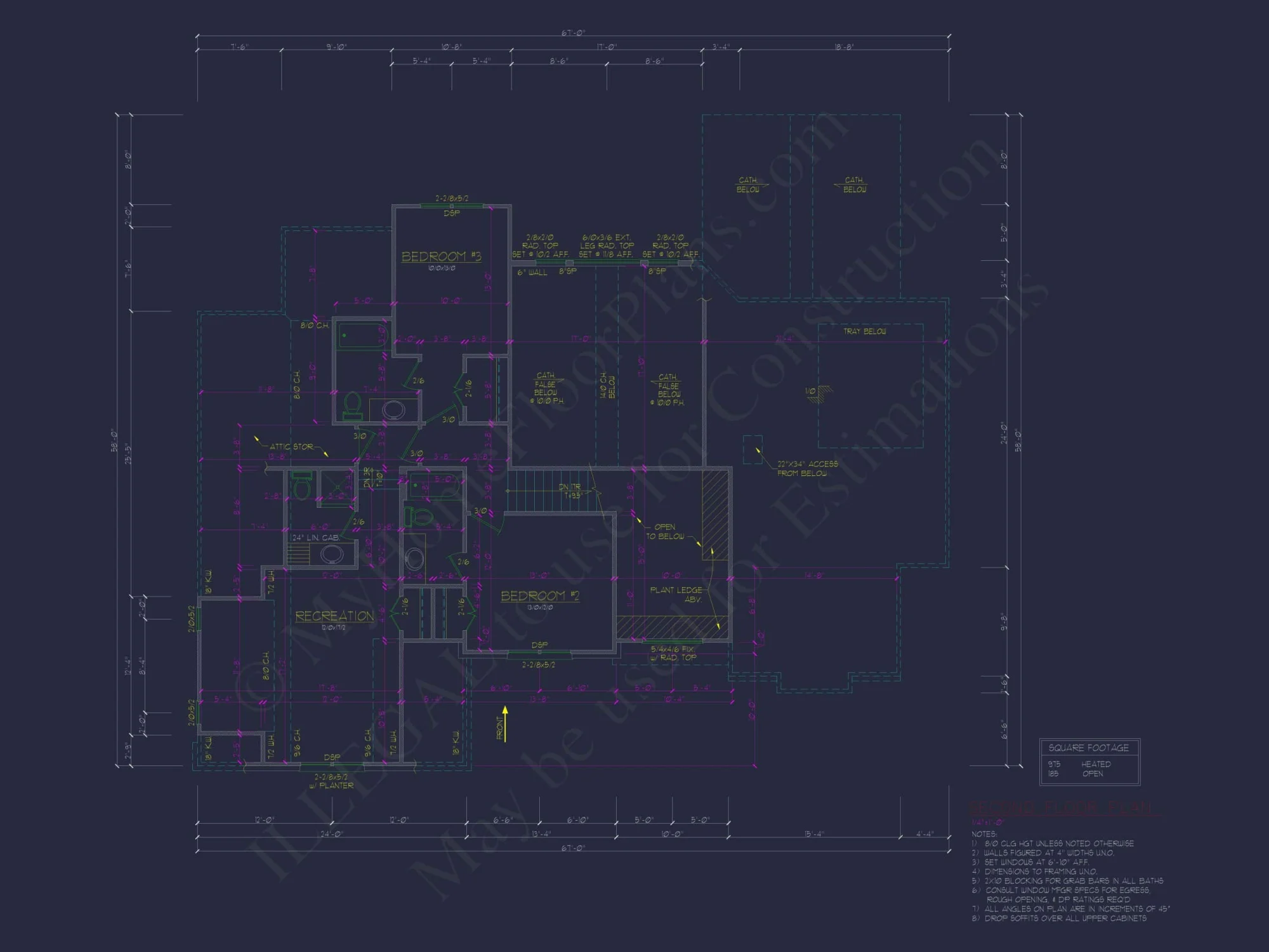 Spacious Home Plan with 2 Stories, 3 Bedrooms & CAD Designs