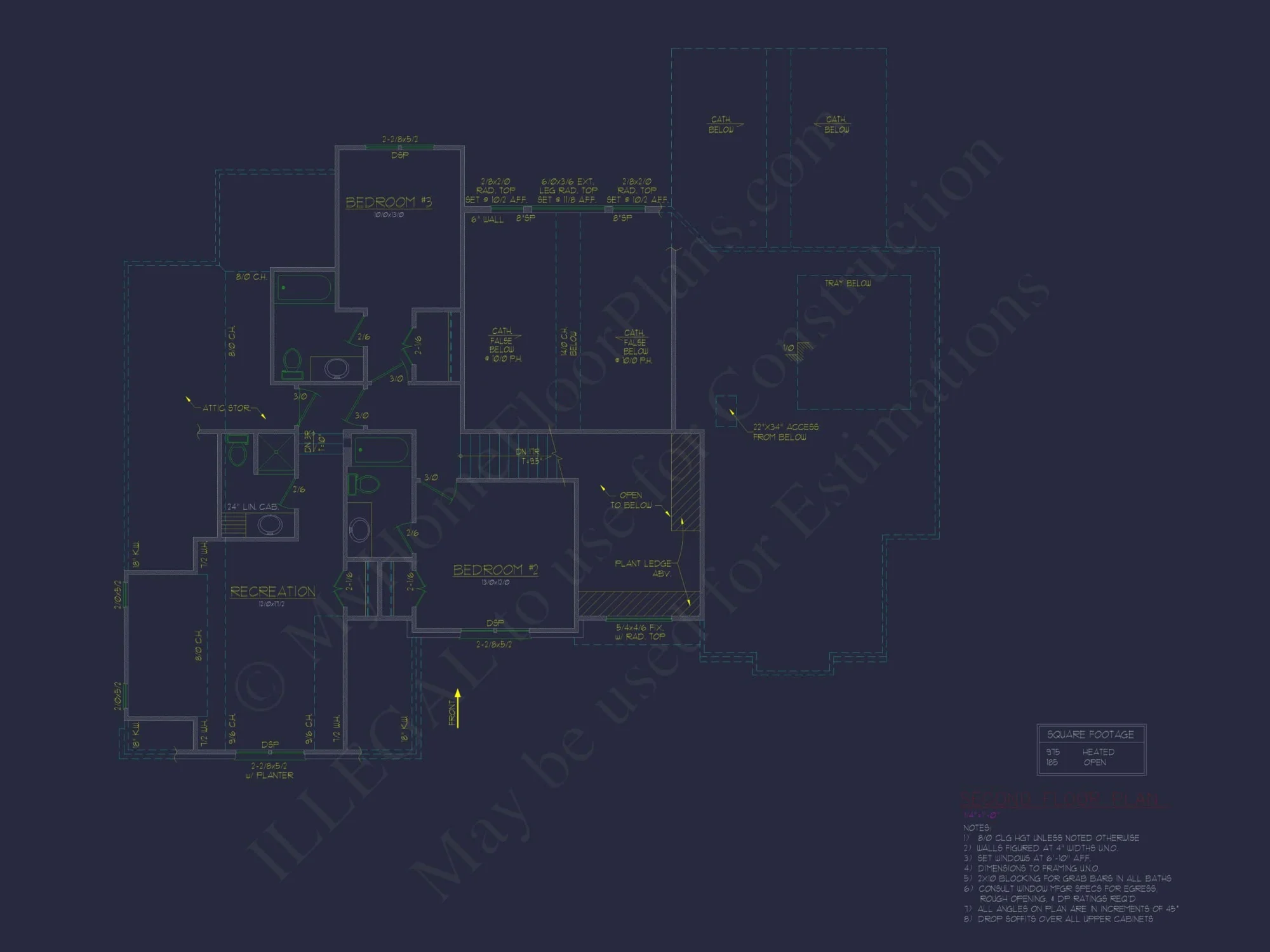 Spacious Home Plan with 2 Stories, 3 Bedrooms & CAD Designs