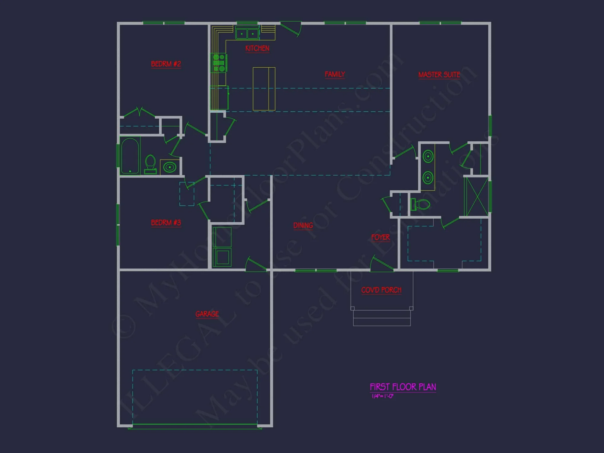 Modern CAD Home Design with Open Floor Plan and Garage