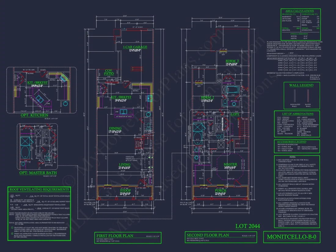 Colonial Revival Townhome Floor Plan with CAD Designs