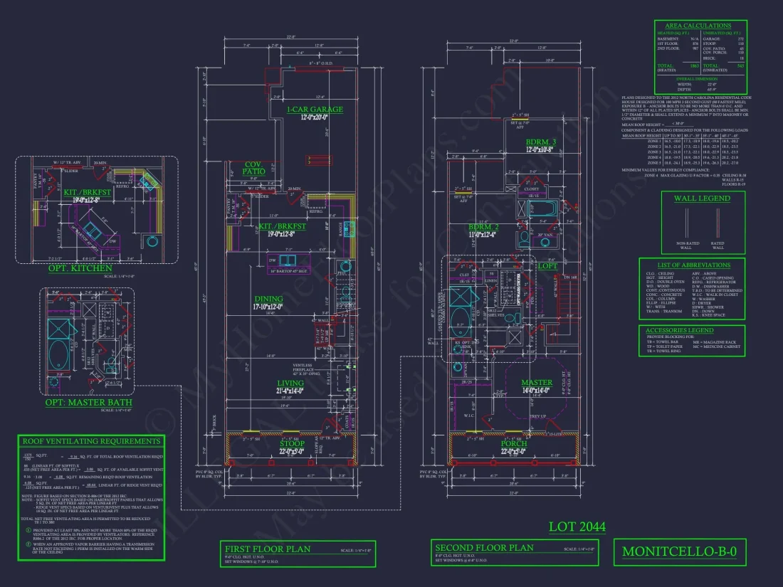 Colonial Revival Townhome Floor Plan with CAD Designs