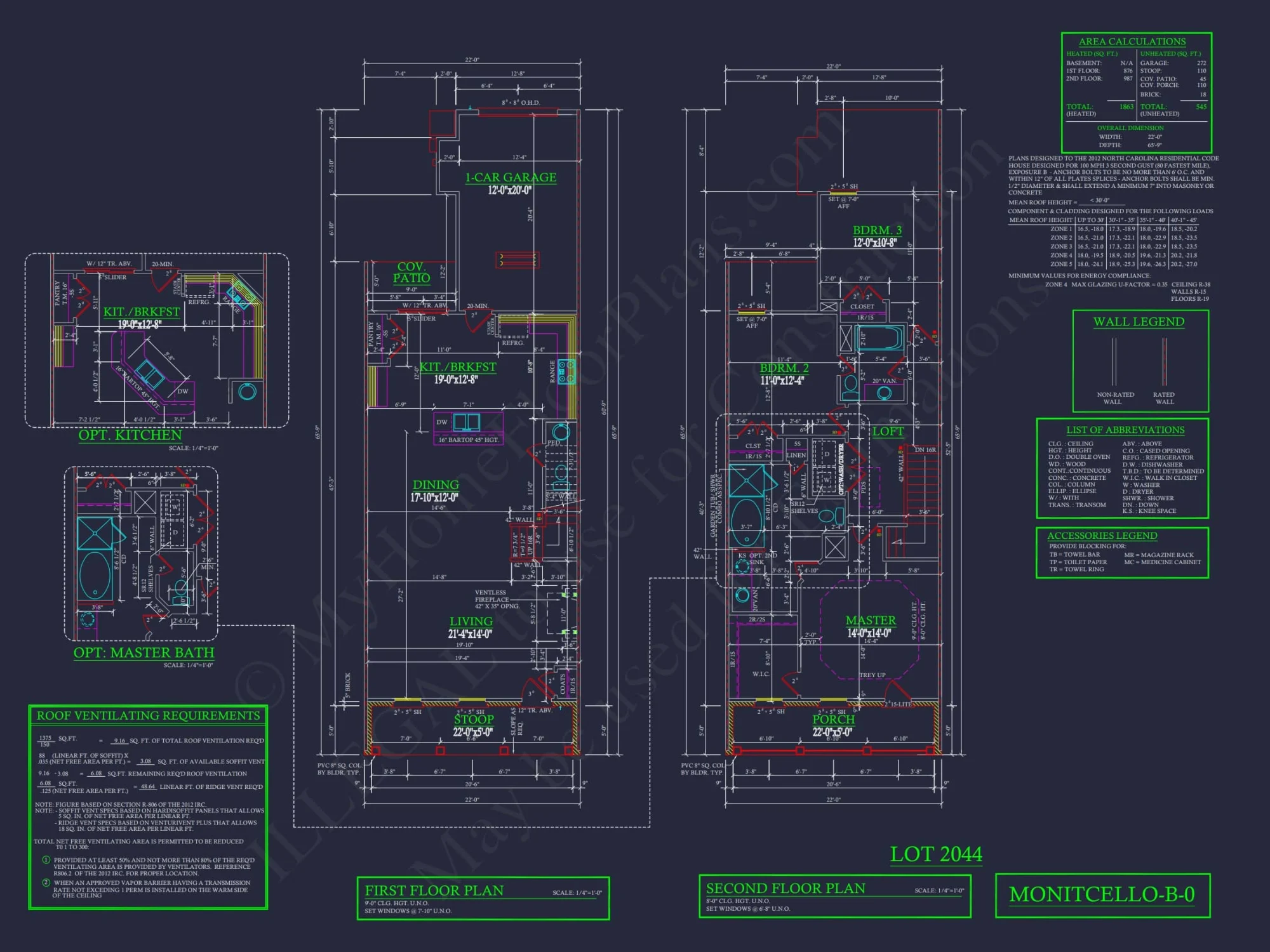 Colonial Revival Townhome Floor Plan with CAD Designs