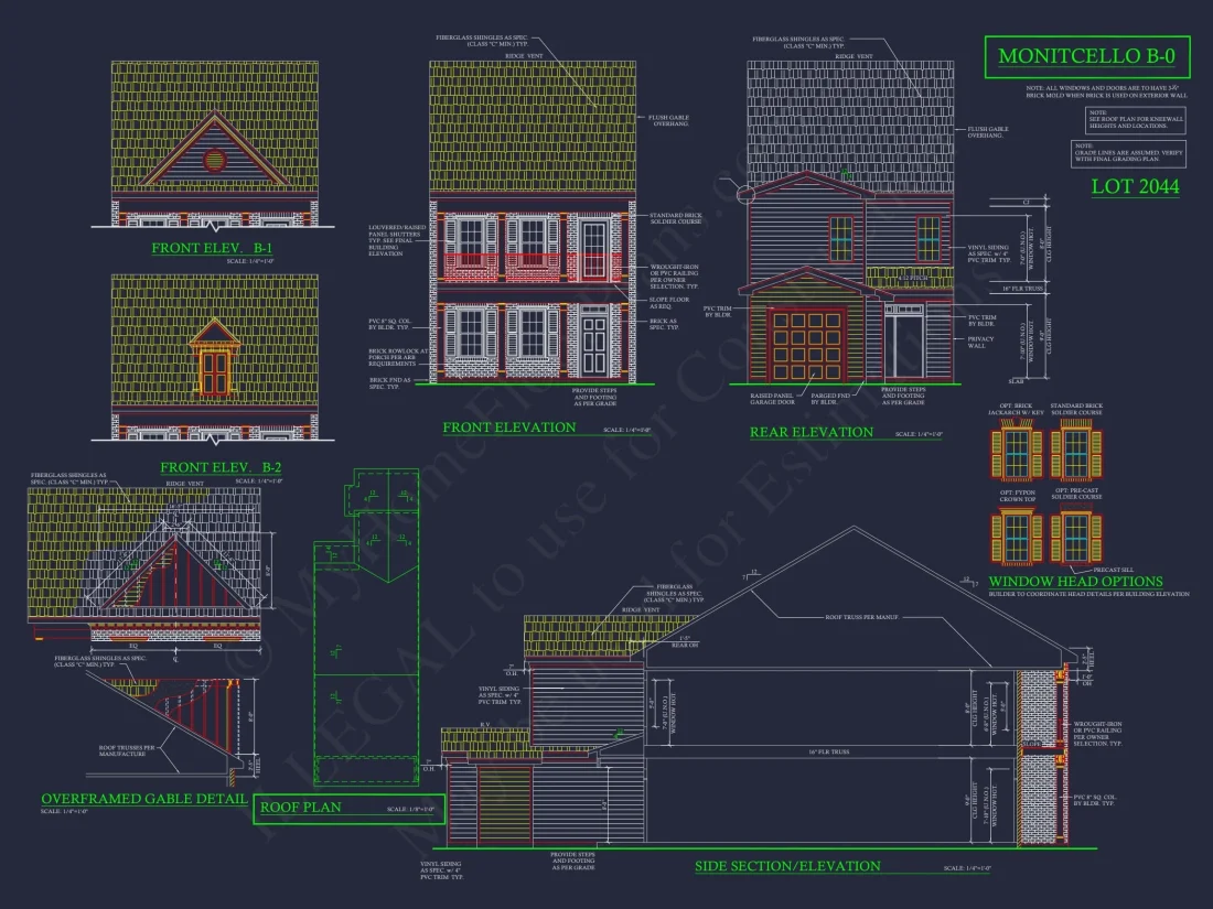Colonial Revival Townhome Floor Plan with CAD Designs