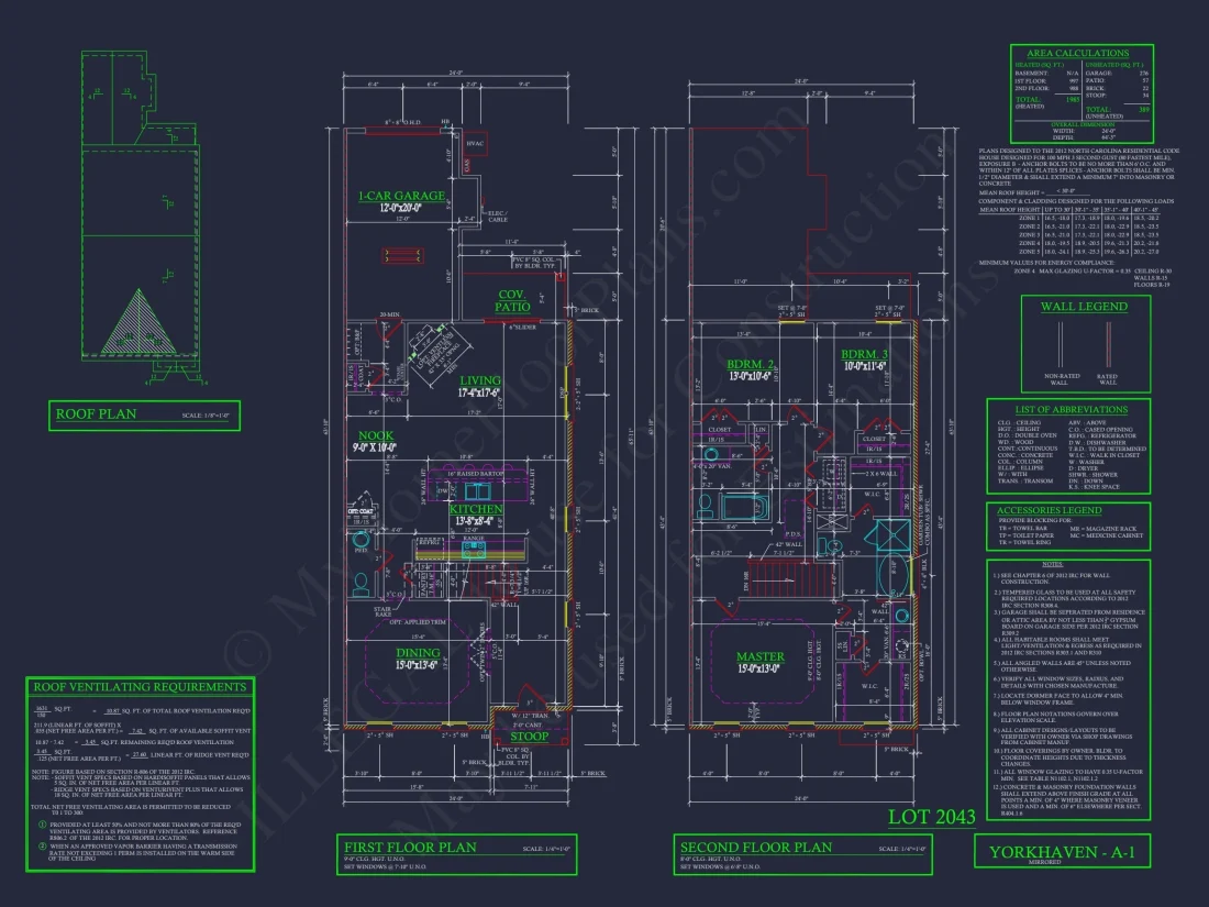 Colonial Revival Townhome Floor Plan with CAD Designs