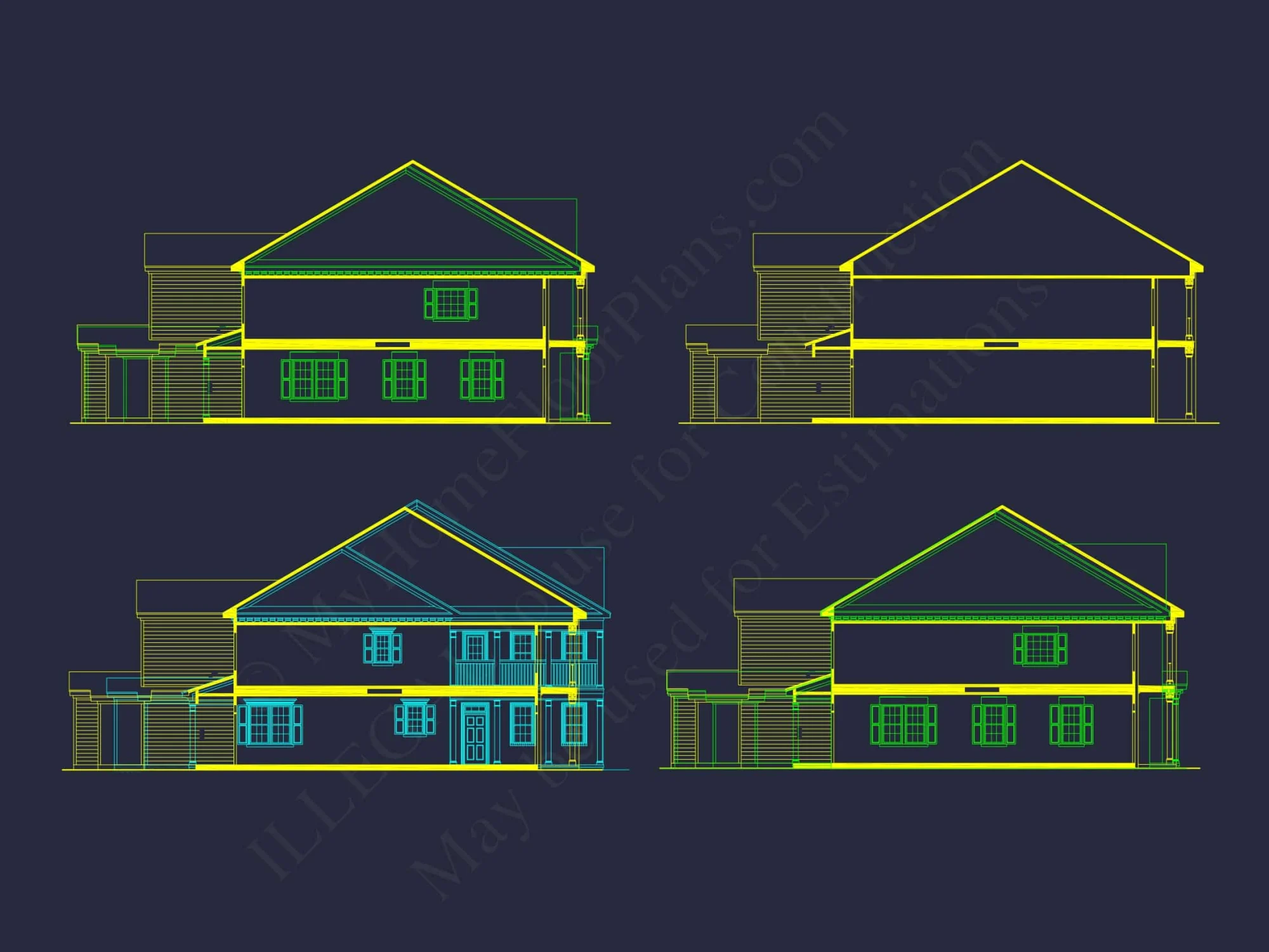 Colonial Revival Townhome Floor Plan with CAD Designs