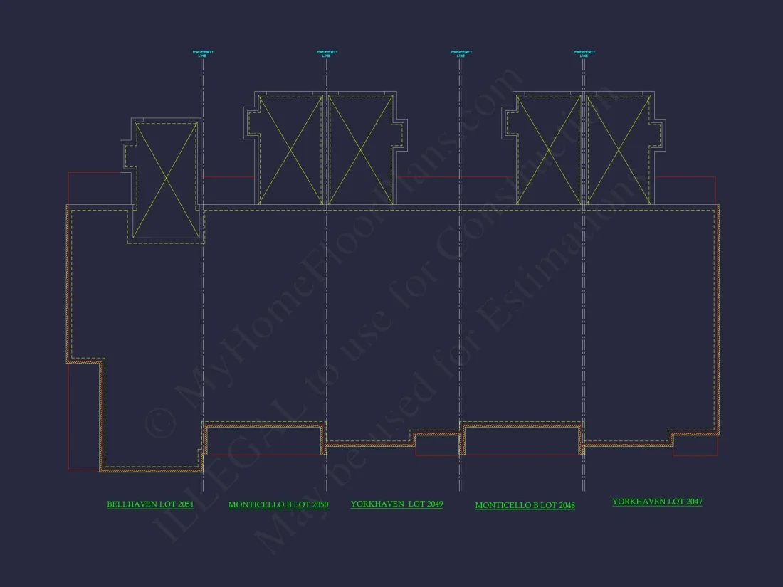 Colonial Revival Townhome Floor Plan with CAD Designs
